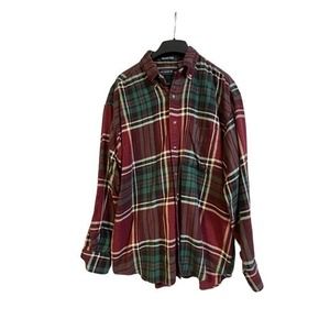 Gant Mens‎ Flannel Shirt Mountain Twill Large Plaid Heavyweight Outdoors